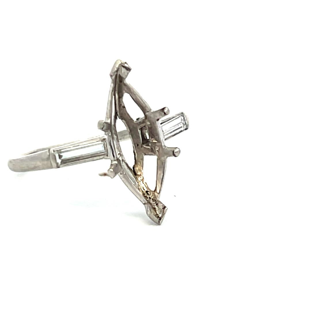 0.20 Carat Tapered Baguette Shape G VS Diamond Platinum Semi Mount Ring