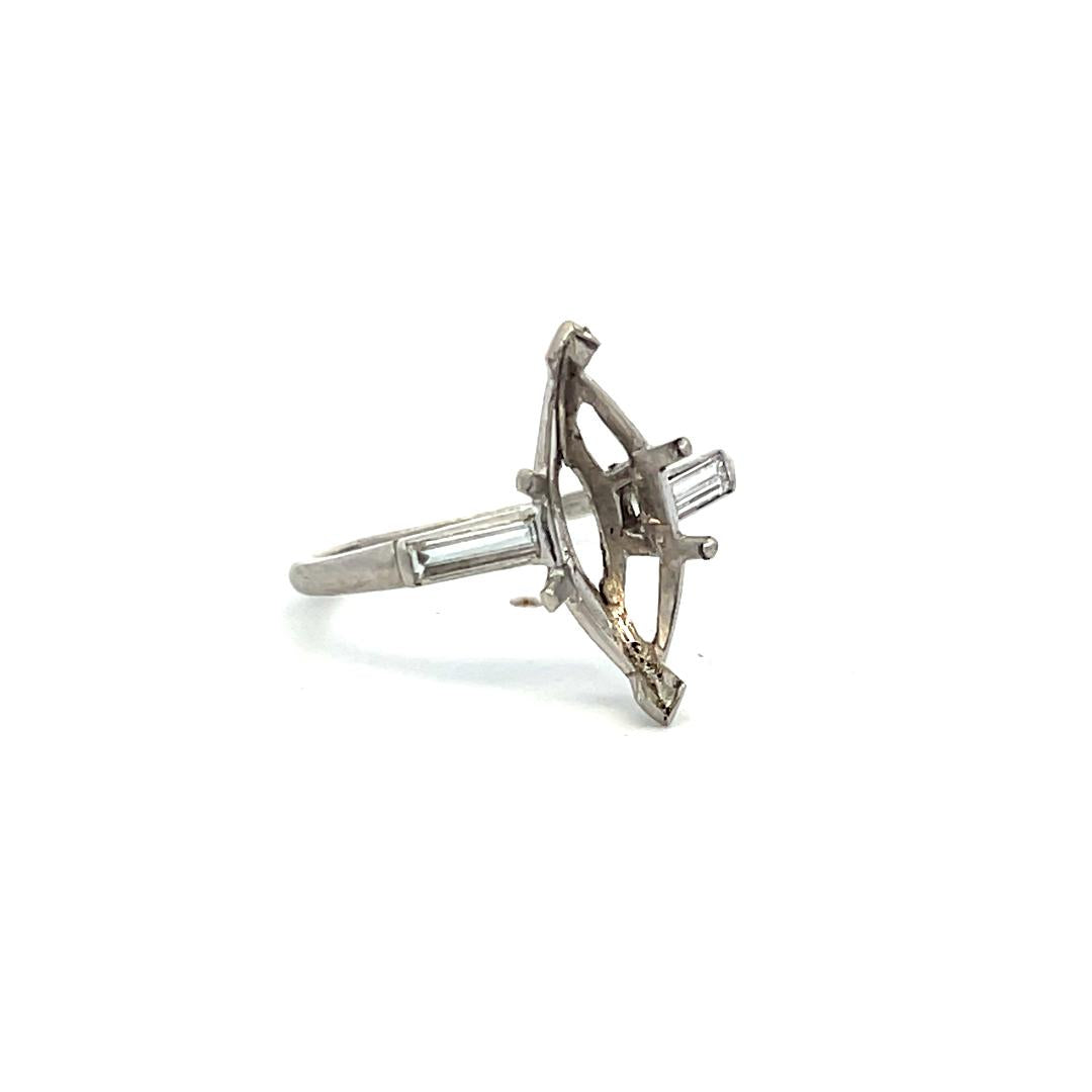 0.20 Carat Tapered Baguette Shape G VS Diamond Platinum Semi Mount Ring