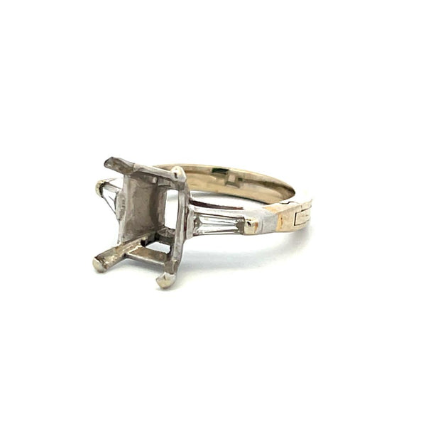 0.25 Carat Tapered Baguette Shape Diamond 14 Karat White Gold Semi Mount Ring