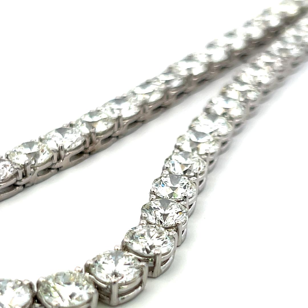 48.71 Carat Round Brilliant Diamond 18 Karat Gold Tennis Necklace