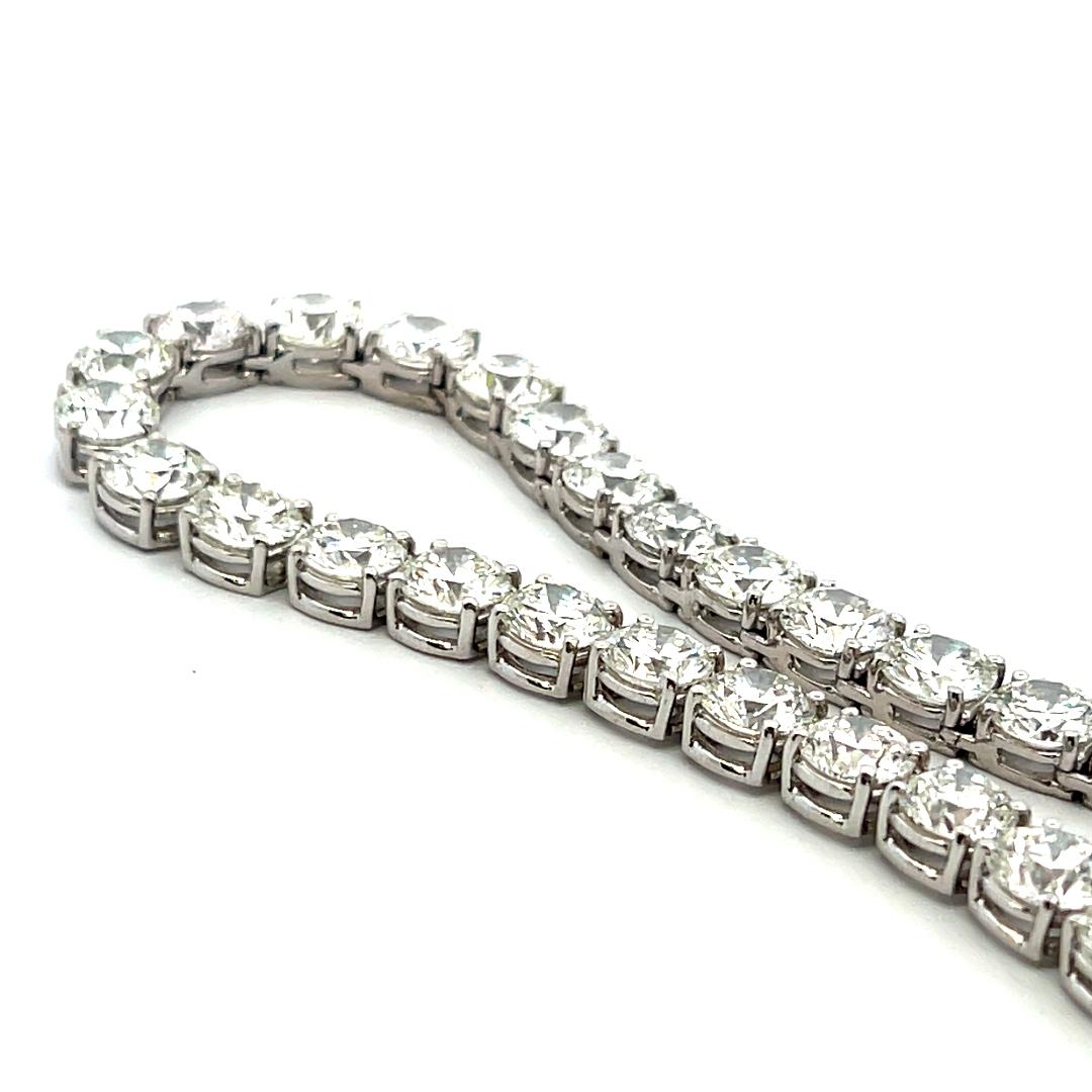48.71 Carat Round Brilliant Diamond 18 Karat Gold Tennis Necklace