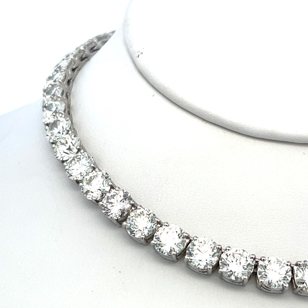 48.71 Carat Round Brilliant Diamond 18 Karat Gold Tennis Necklace