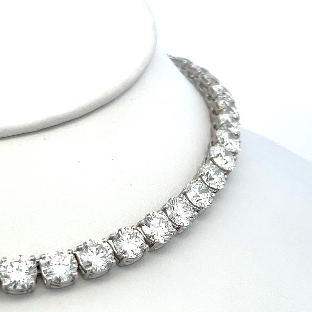 48.71 Carat Round Brilliant Diamond 18 Karat Gold Tennis Necklace