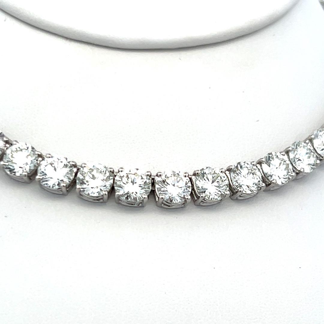 48.71 Carat Round Brilliant Diamond 18 Karat Gold Tennis Necklace