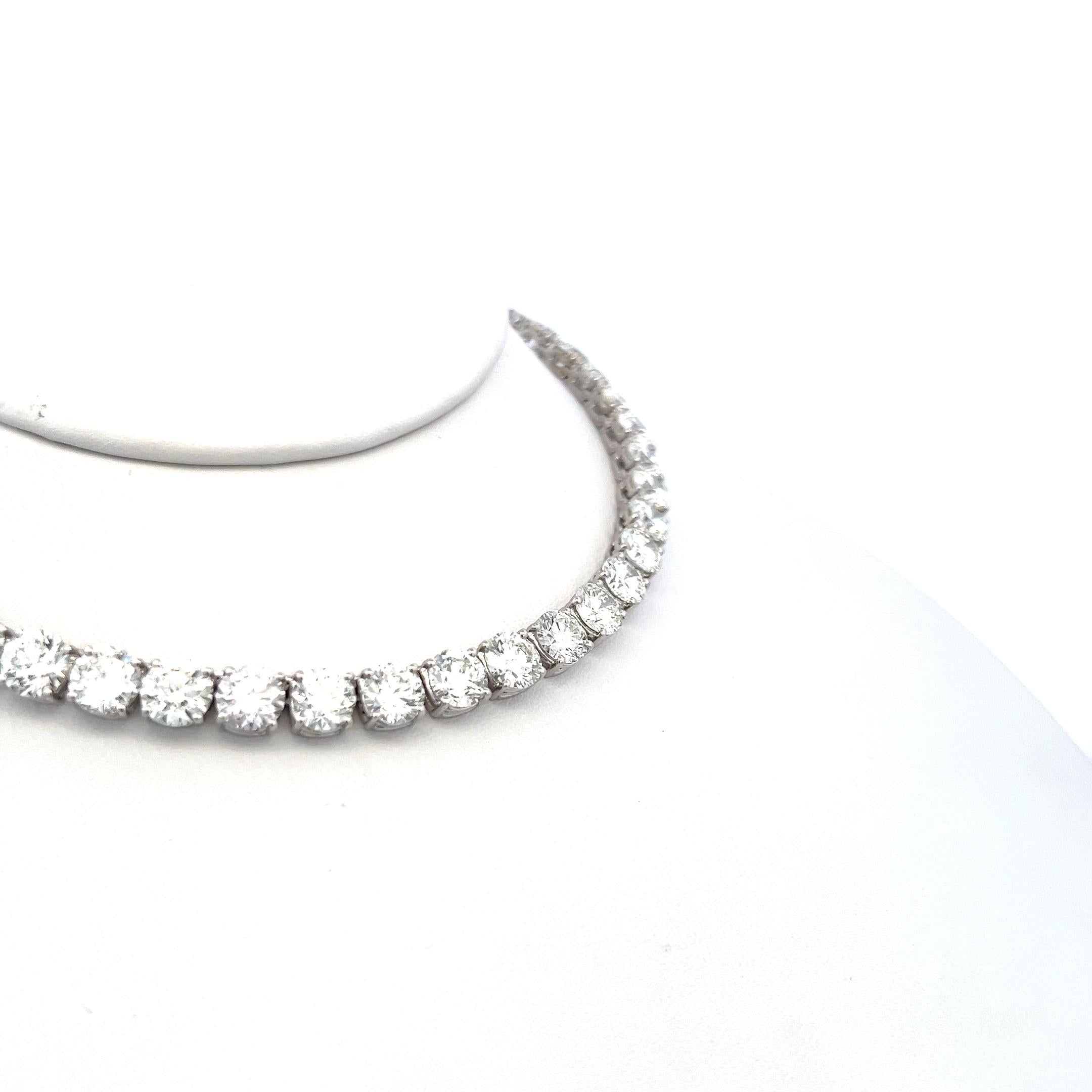 48.71 Carat Round Brilliant Diamond 18 Karat Gold Tennis Necklace