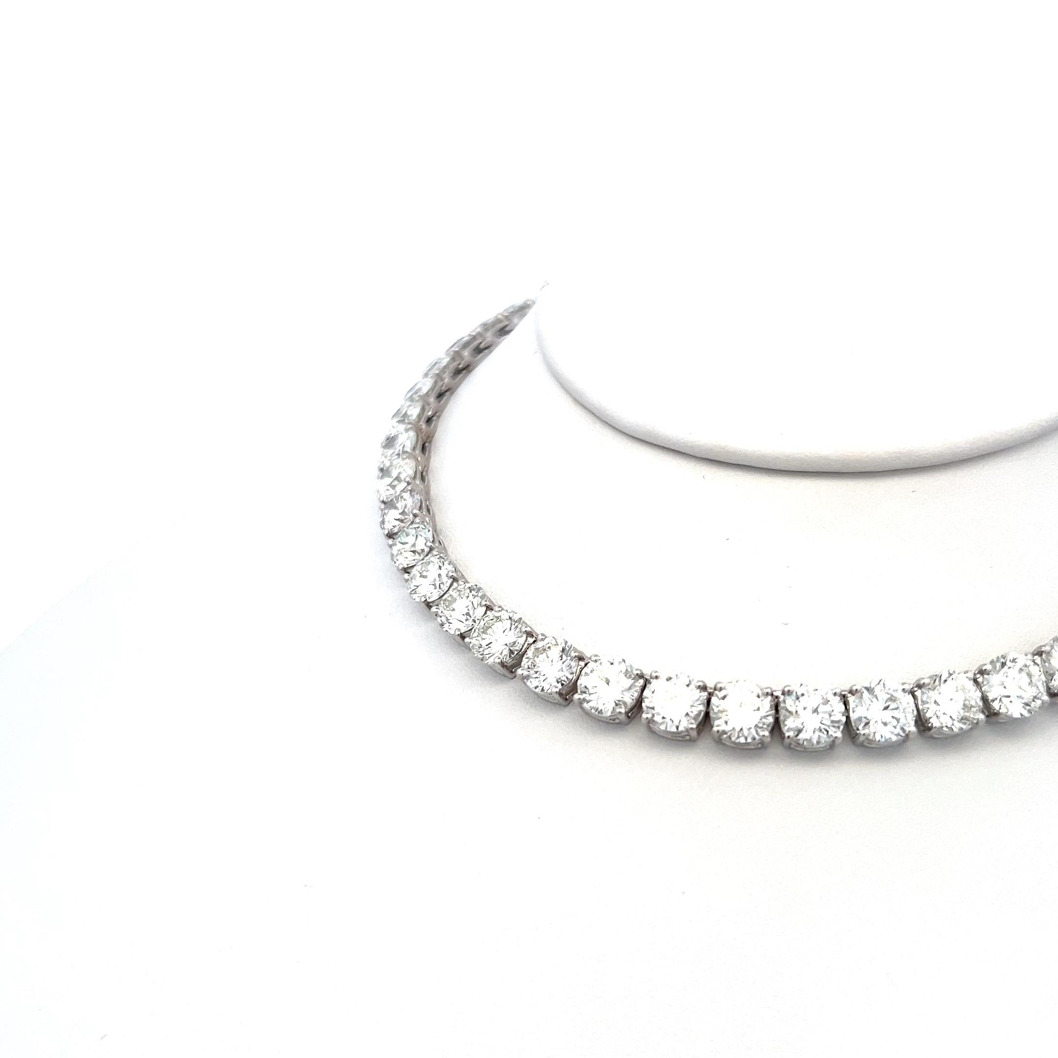 48.71 Carat Round Brilliant Diamond 18 Karat Gold Tennis Necklace