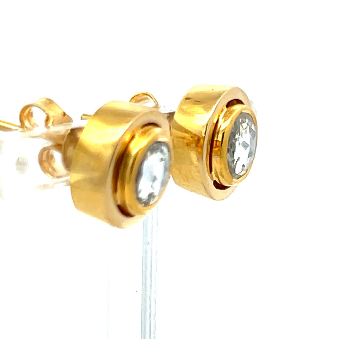 2.00 Carat Rose Cut I SI Diamond 18 Karat Yellow Gold Stud Earrings