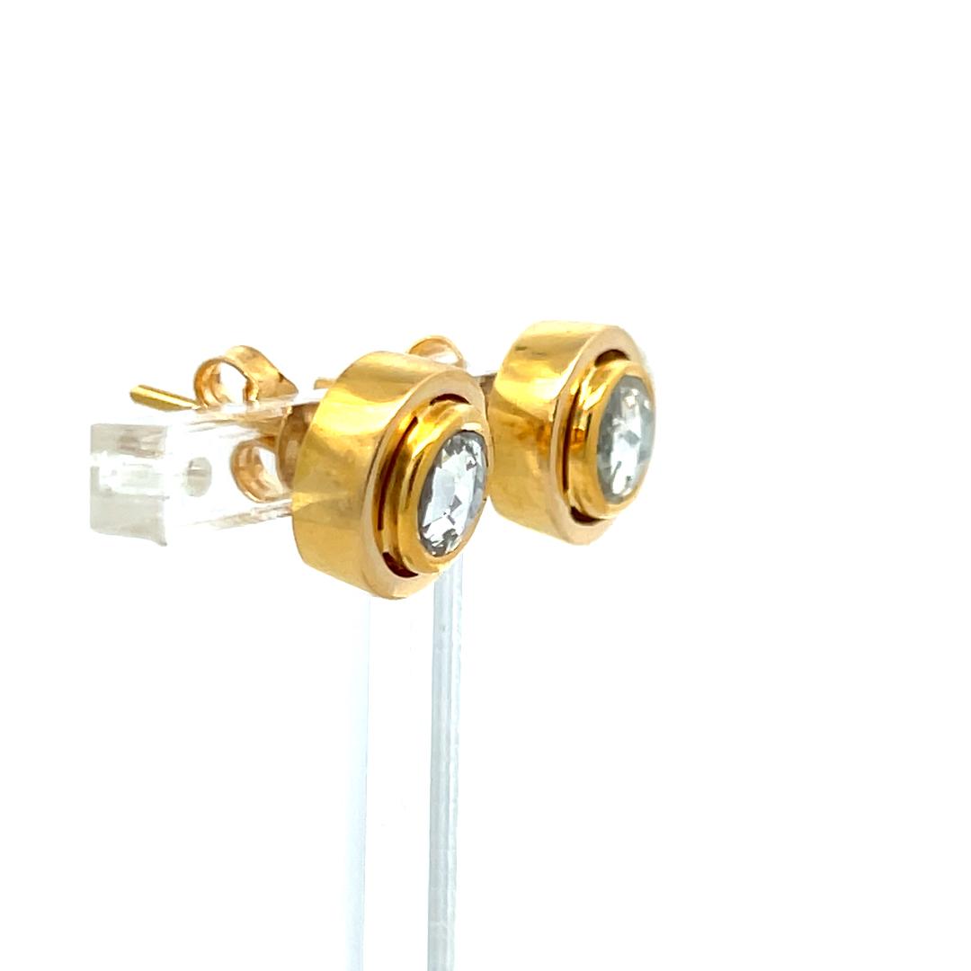 2.00 Carat Rose Cut I SI Diamond 18 Karat Yellow Gold Stud Earrings