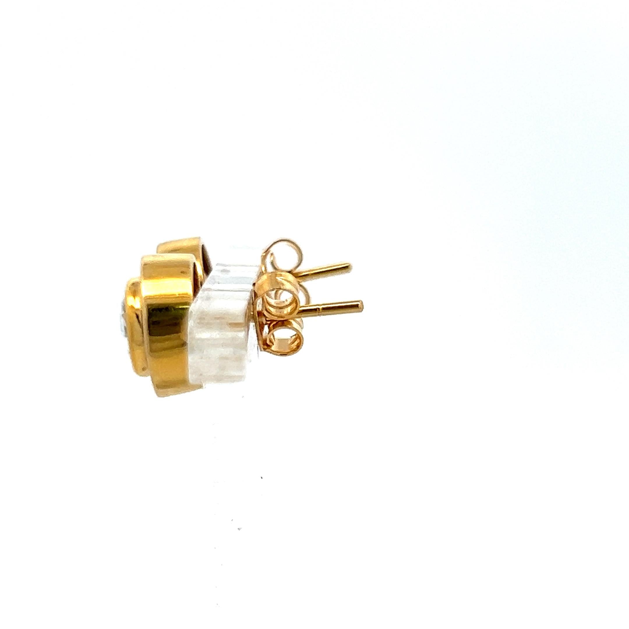 2.00 Carat Rose Cut I SI Diamond 18 Karat Yellow Gold Stud Earrings