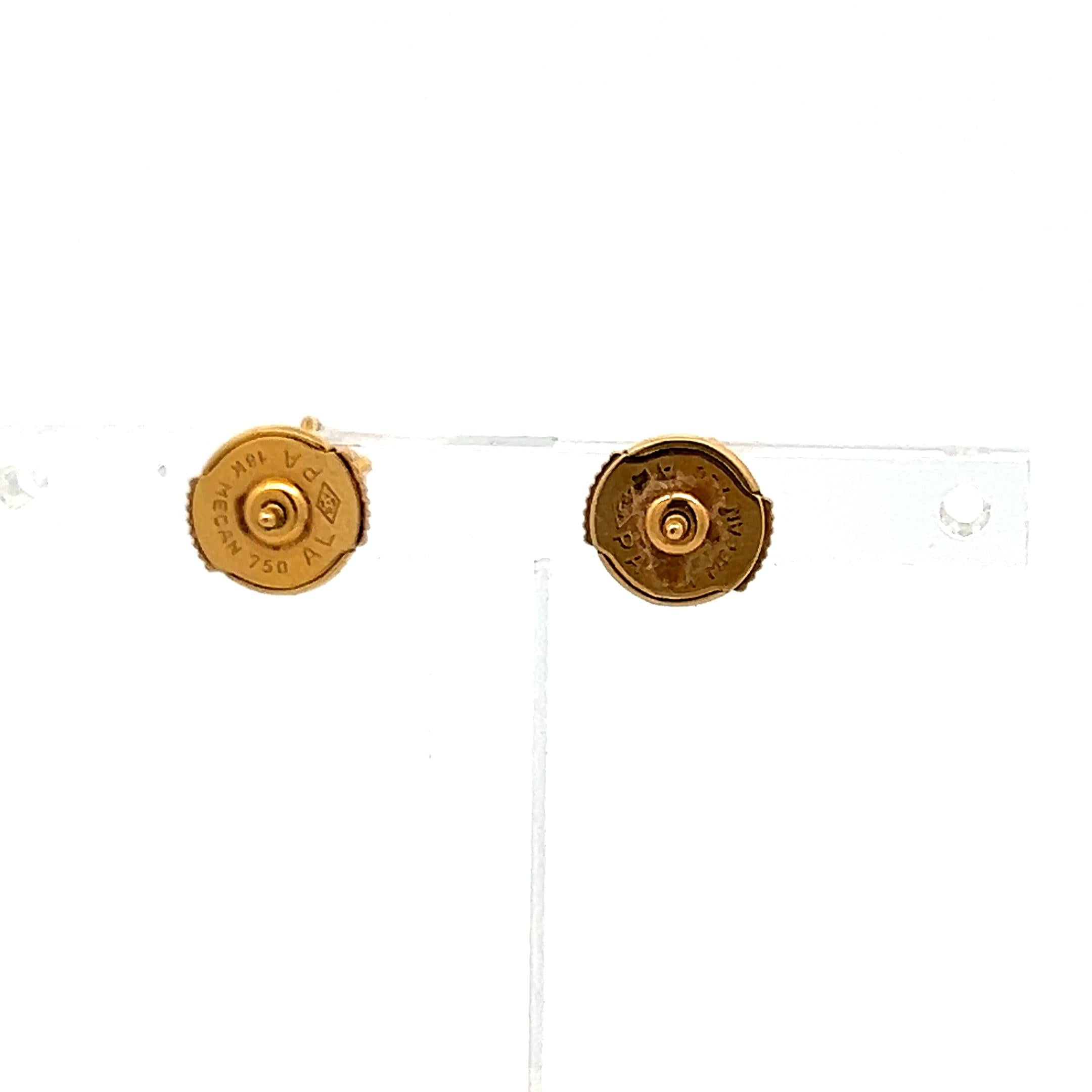 0.70 Carat Round Brilliant H VS Diamond 18 Karat Yellow Gold Stud Earrings