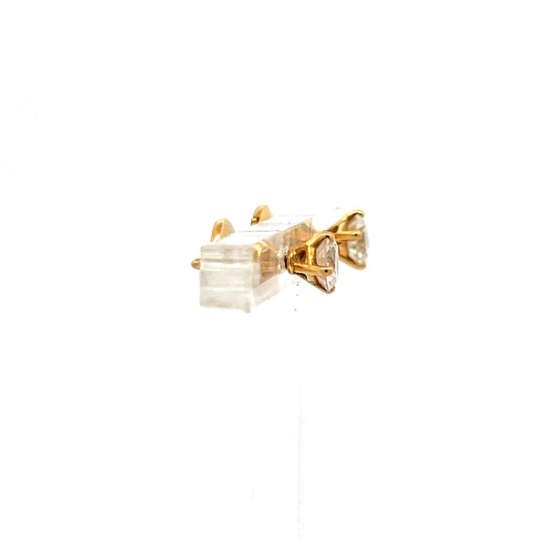 0.70 Carat Round Brilliant H VS Diamond 18 Karat Yellow Gold Stud Earrings