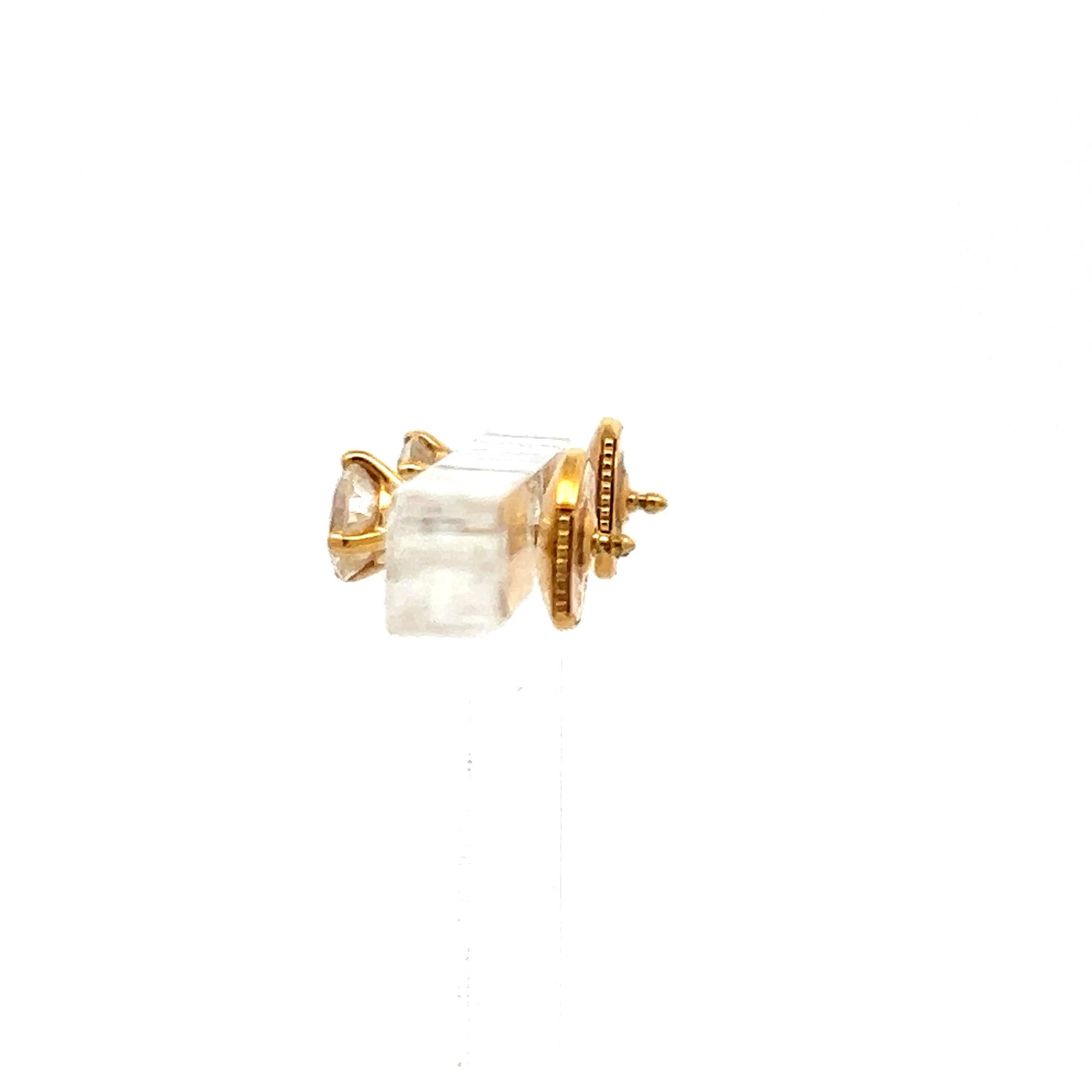 0.70 Carat Round Brilliant H VS Diamond 18 Karat Yellow Gold Stud Earrings