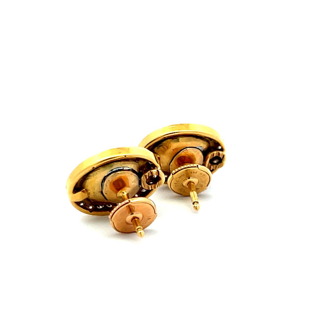 9.5-8.5MM Emerald 0.78 Carat Round Diamond 18 Karat Yellow Gold Stud Earrings