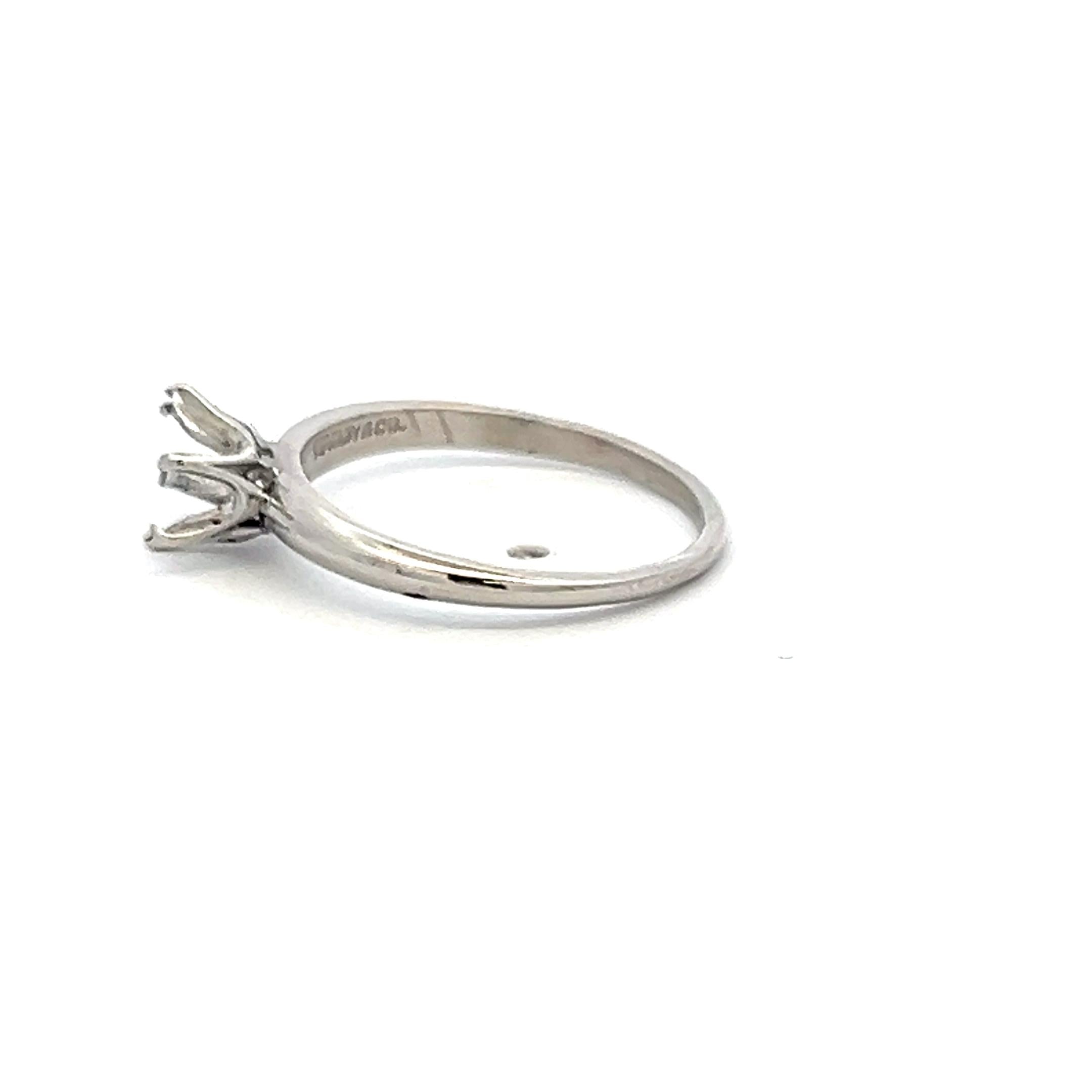 Tiffany & Co Vintage 2.30 Grams Platinum Engagement Ring Hold 0.56 Carat Stone