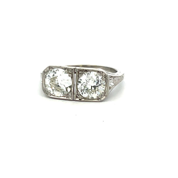 2.02 Carat Old European Cut H-J SI2-I1 Diamond Platinum Two-Stone Ring