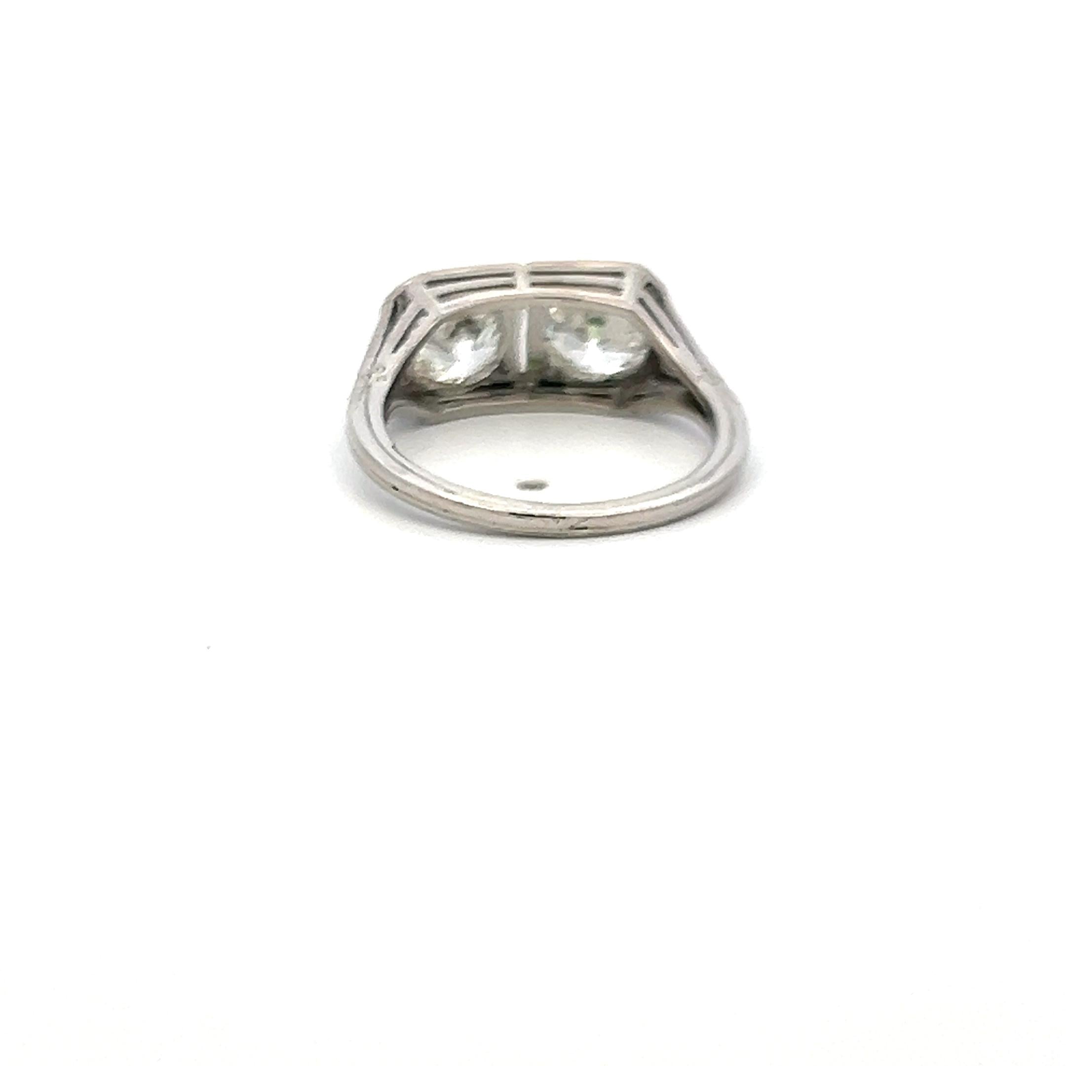 2.02 Carat Old European Cut H-J SI2-I1 Diamond Platinum Two-Stone Ring