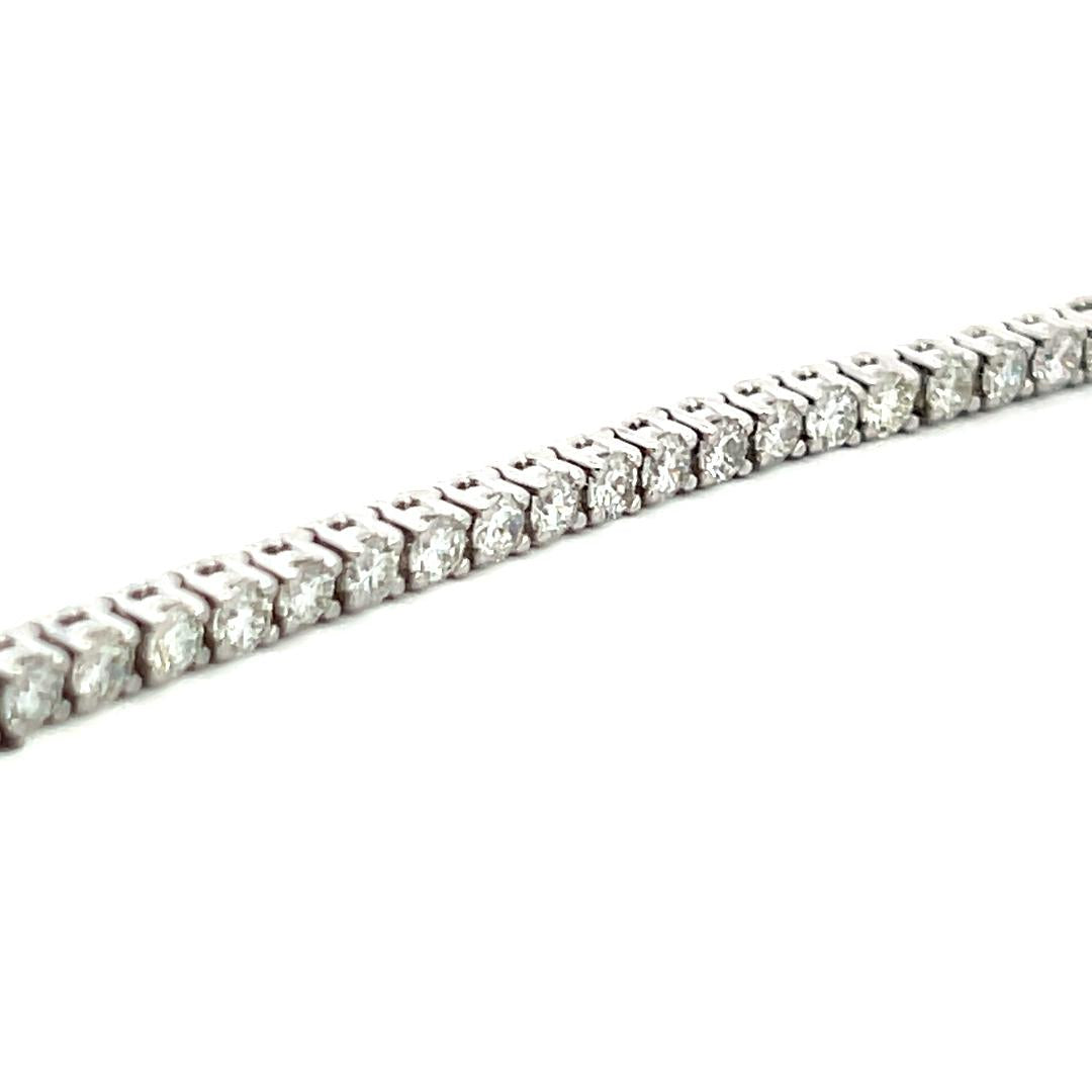 5.20 Carat Round Brilliant G VS Diamond 18 Karat White Gold Tennis Bracelet