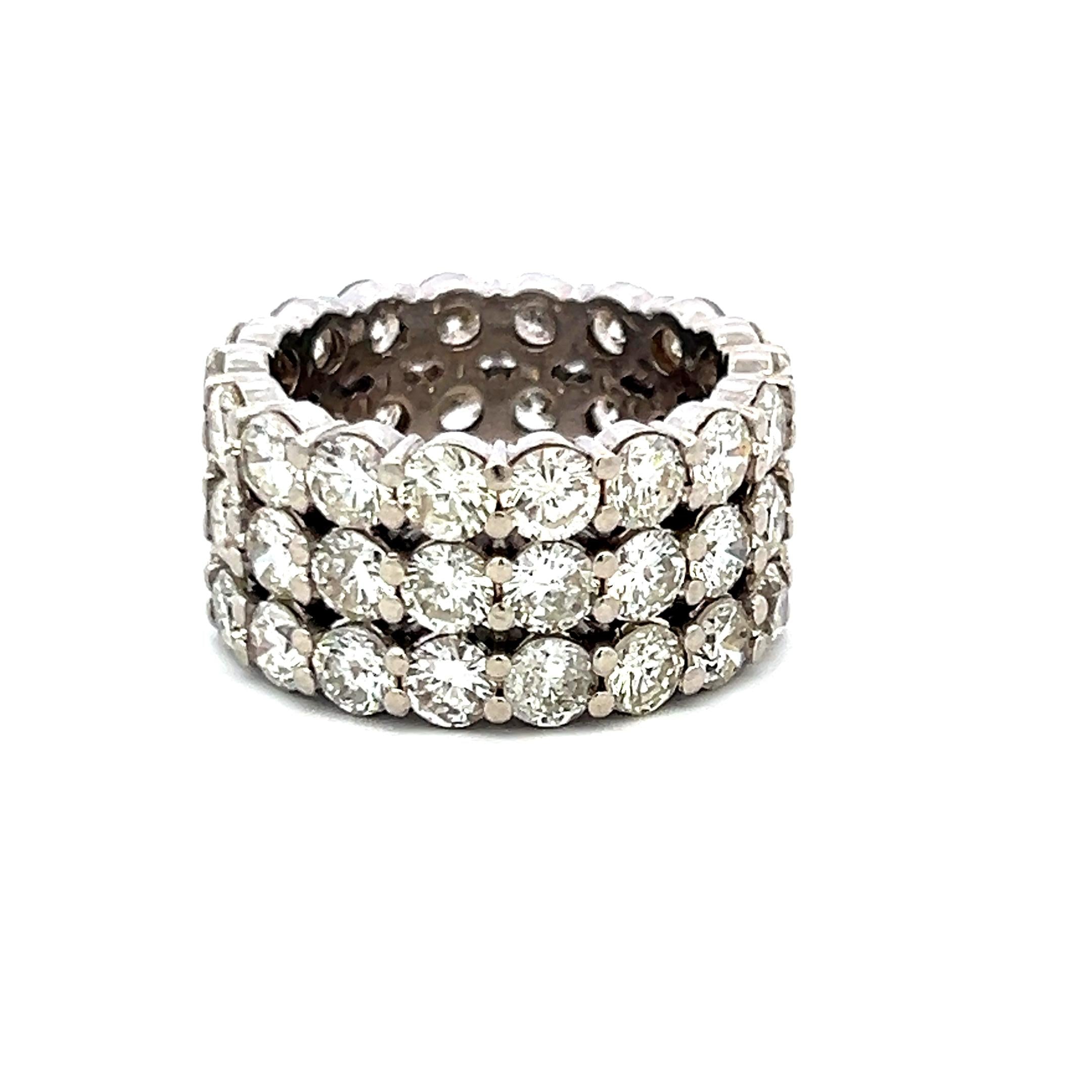 Vintage Platinum Band Ring with 10 Carat Round I SI Diamonds Size 8