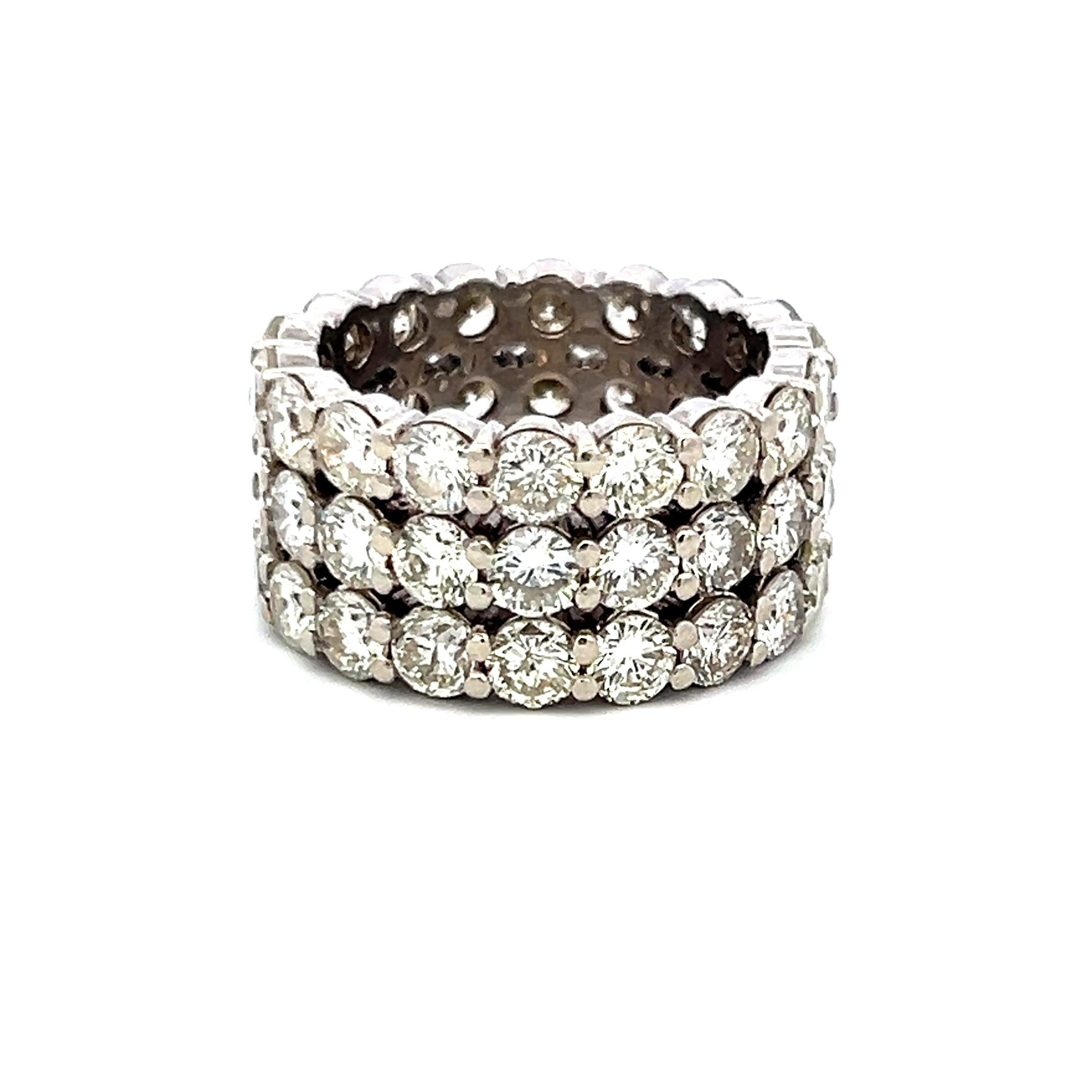 Vintage Platinum Band Ring with 10 Carat Round I SI Diamonds Size 8