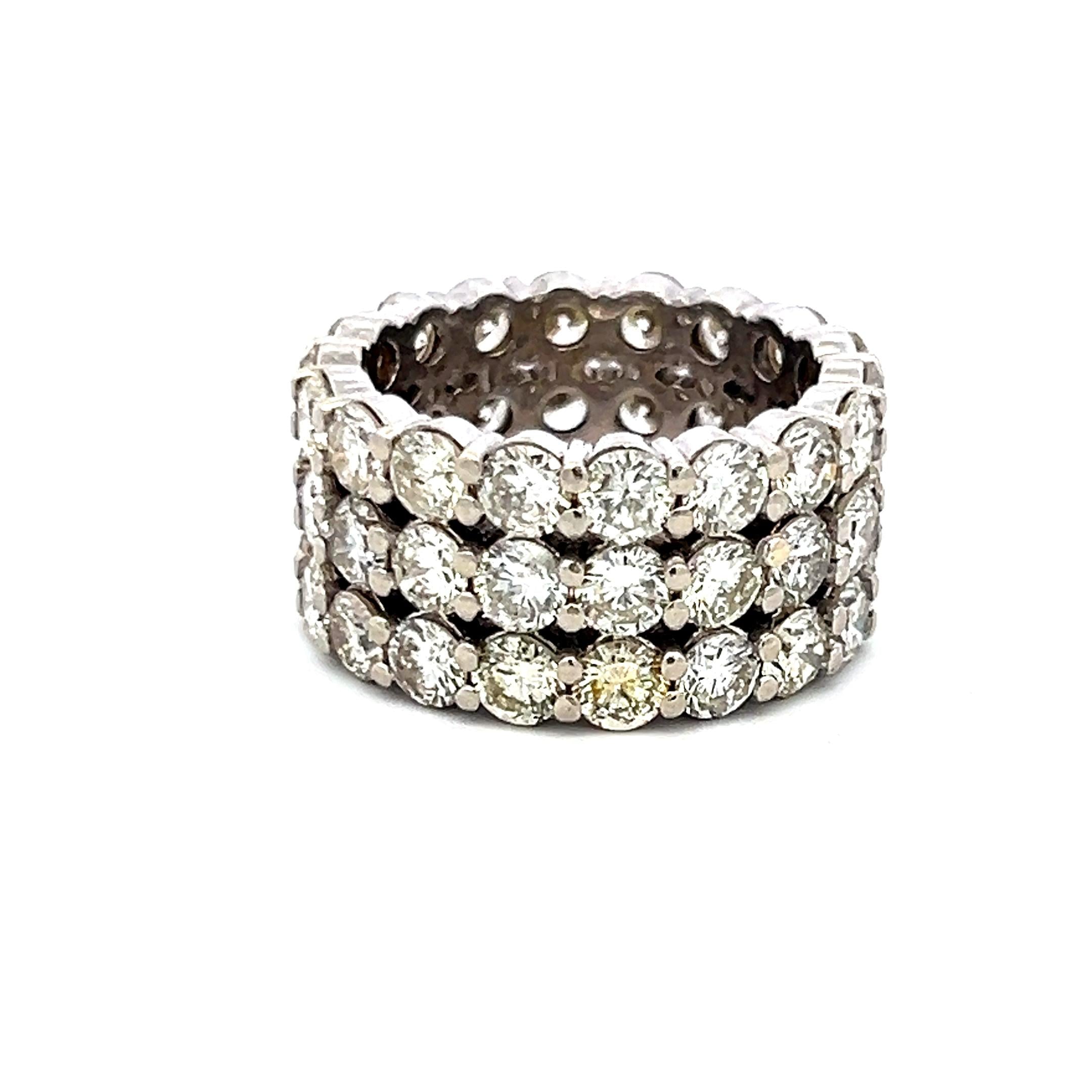 Vintage Platinum Band Ring with 10 Carat Round I SI Diamonds Size 8