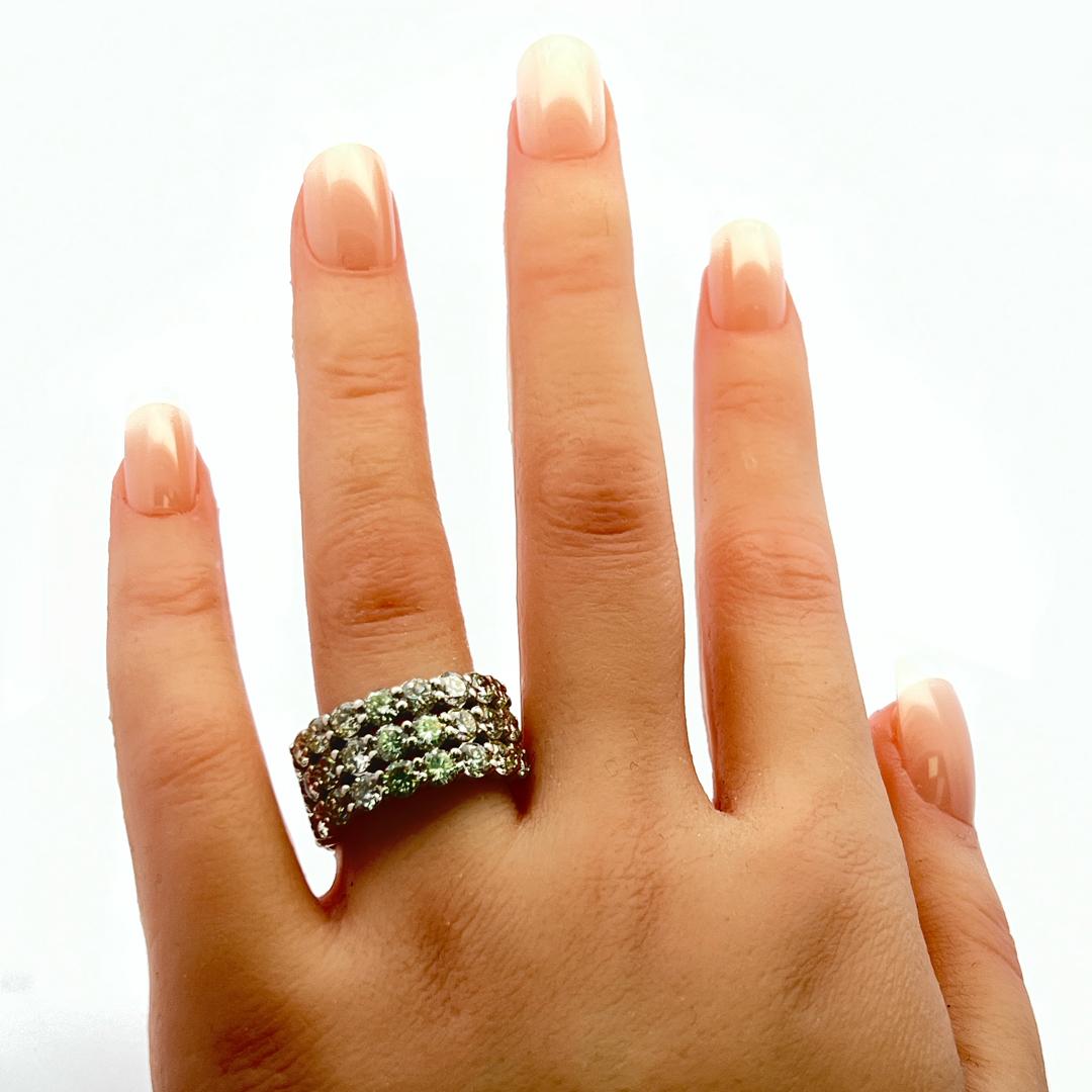 Vintage Platinum Band Ring with 10 Carat Round I SI Diamonds Size 8