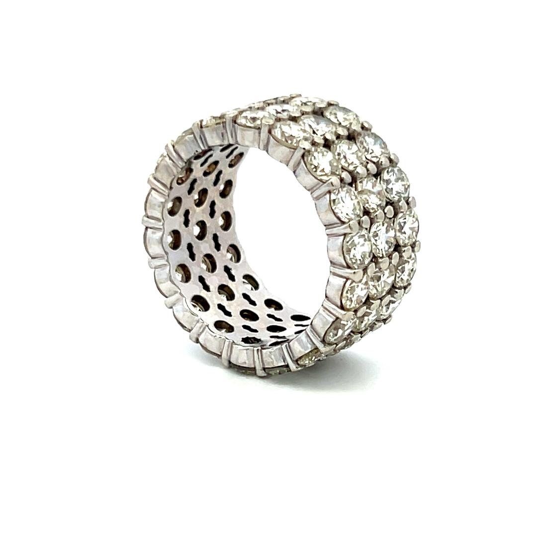 Vintage Platinum Band Ring with 10 Carat Round I SI Diamonds Size 8