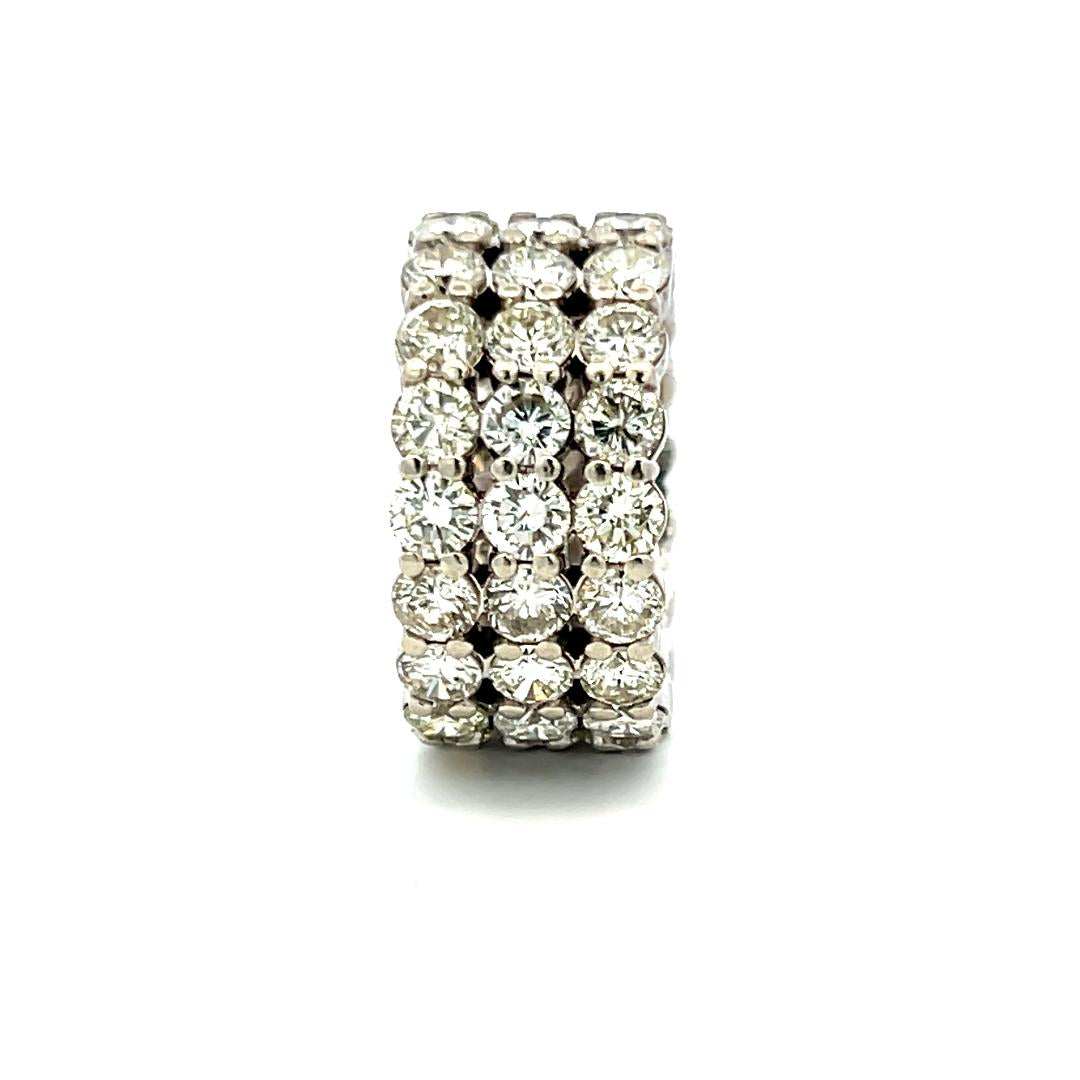 Vintage Platinum Band Ring with 10 Carat Round I SI Diamonds Size 8