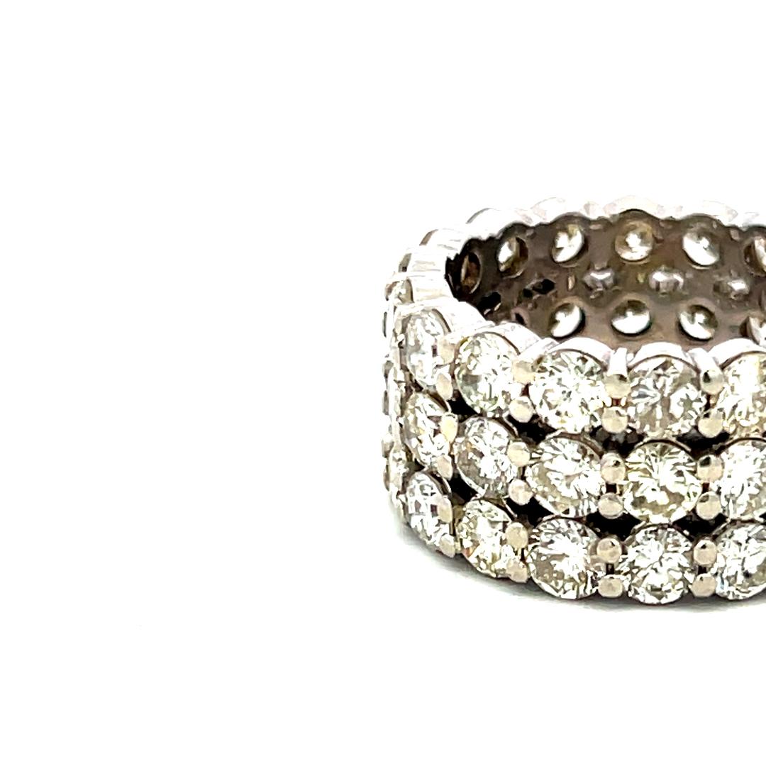 Vintage Platinum Band Ring with 10 Carat Round I SI Diamonds Size 8