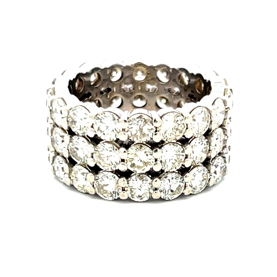 Vintage Platinum Band Ring with 10 Carat Round I SI Diamonds Size 8