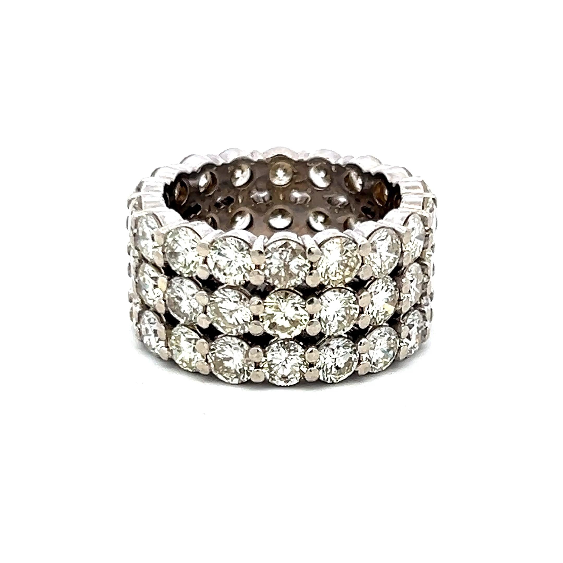 Vintage Platinum Band Ring with 10 Carat Round I SI Diamonds Size 8