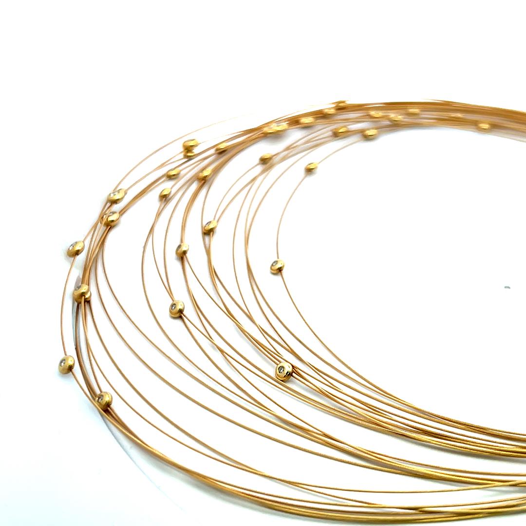 1.00 Carat Round Brilliant H VS Diamond 18 Karat Yellow Gold Strand Necklace