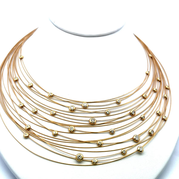 1.00 Carat Round Brilliant H VS Diamond 18 Karat Yellow Gold Strand Necklace