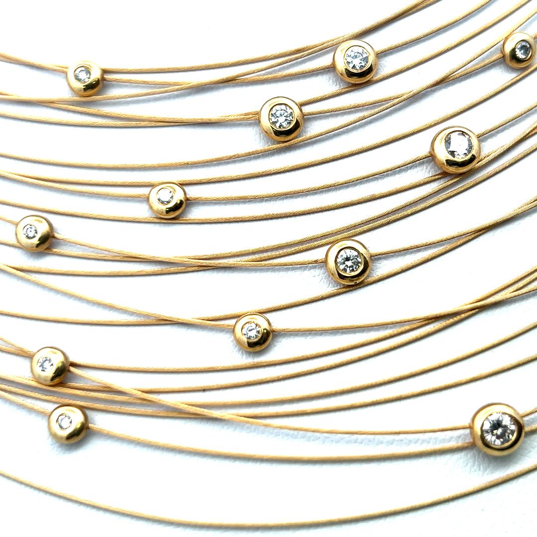 1.00 Carat Round Brilliant H VS Diamond 18 Karat Yellow Gold Strand Necklace