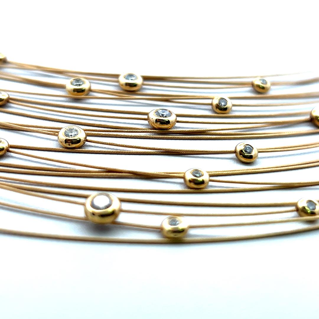 1.00 Carat Round Brilliant H VS Diamond 18 Karat Yellow Gold Strand Necklace