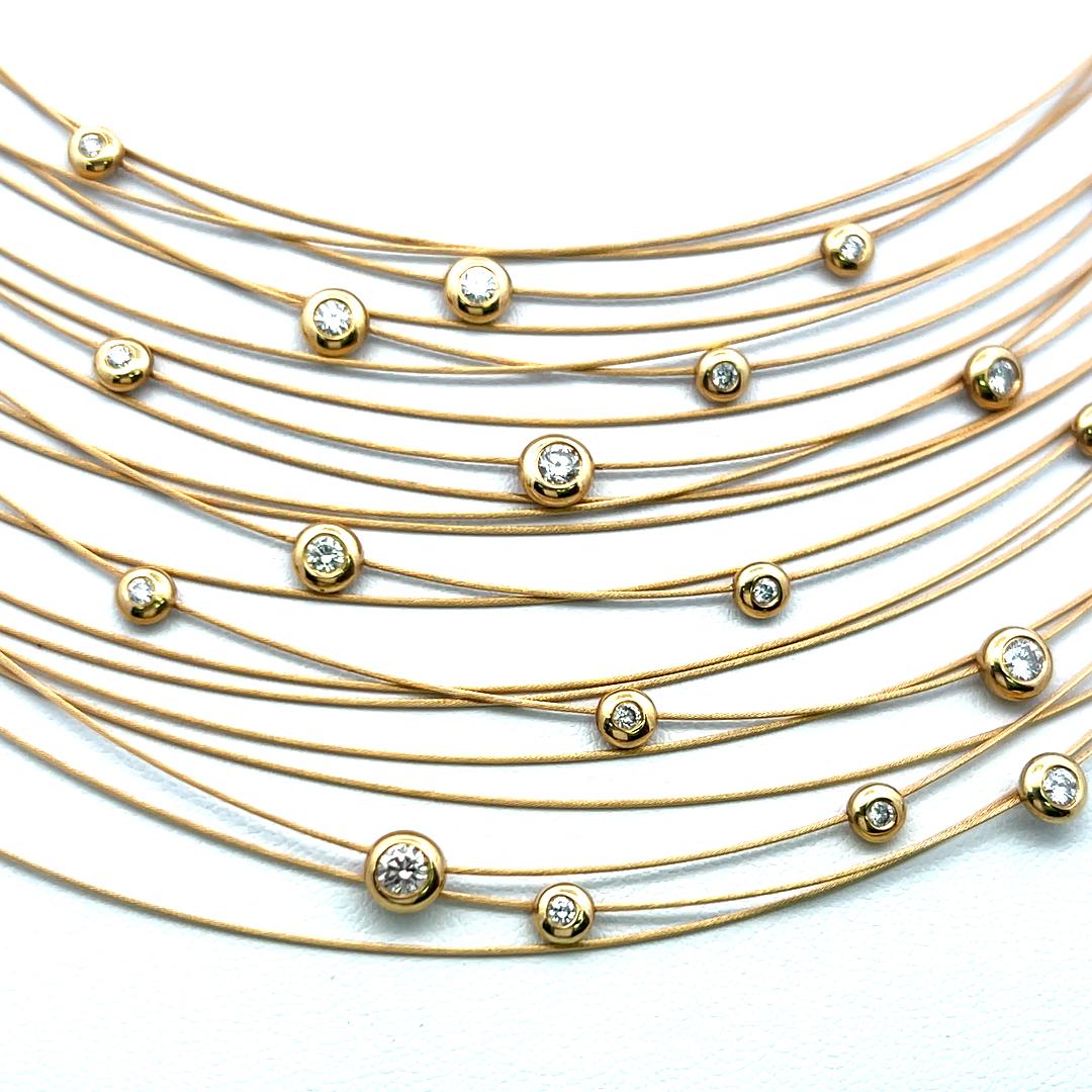 1.00 Carat Round Brilliant H VS Diamond 18 Karat Yellow Gold Strand Necklace