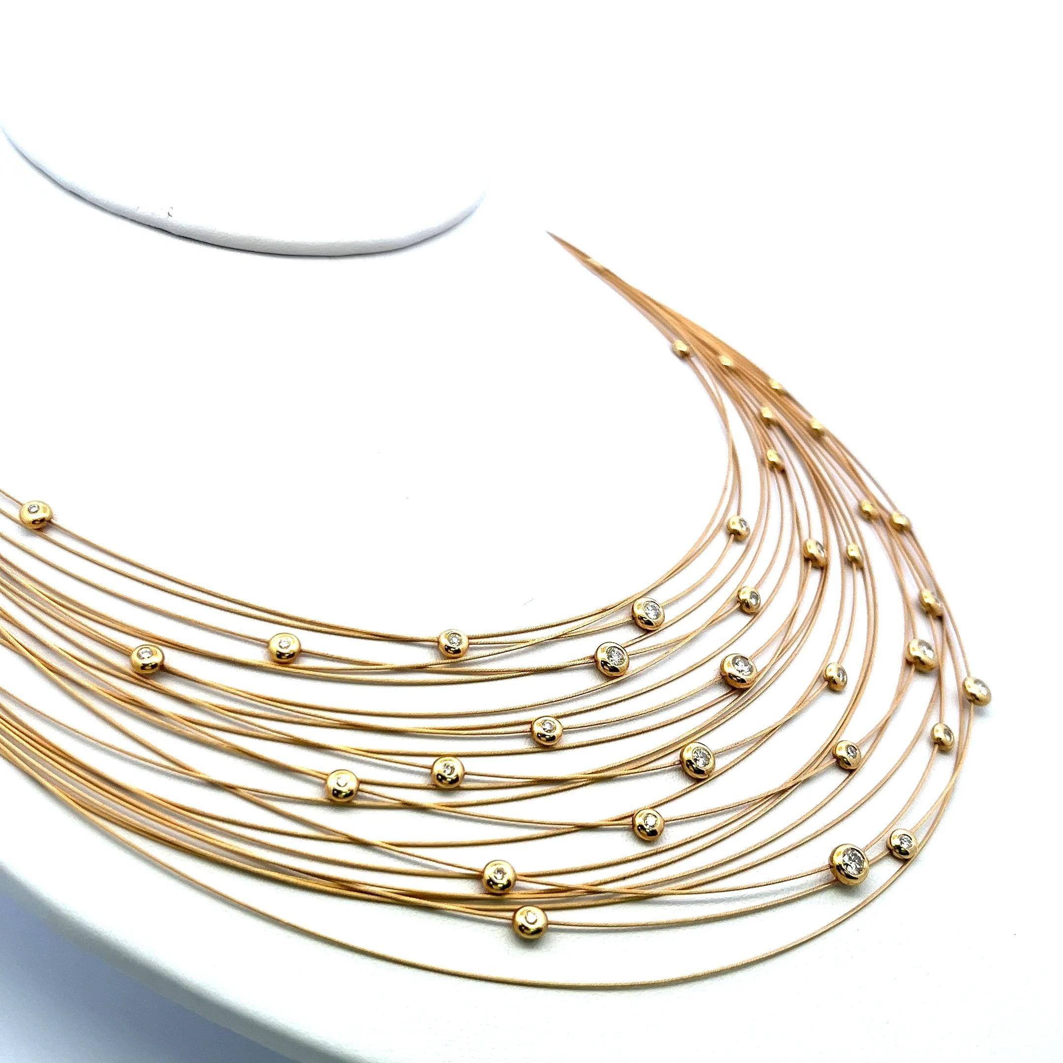 1.00 Carat Round Brilliant H VS Diamond 18 Karat Yellow Gold Strand Necklace