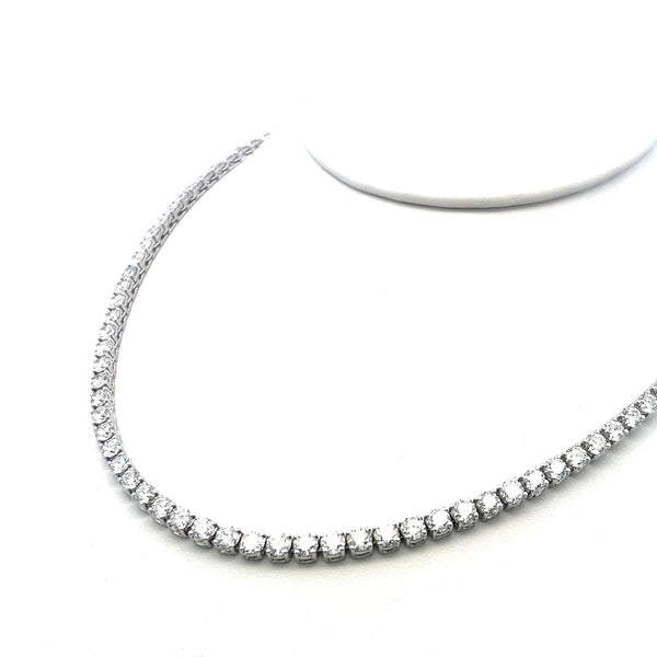 20.33 Carat Round Brilliant G VS Diamond 14 Karat White Gold Riviera Necklace