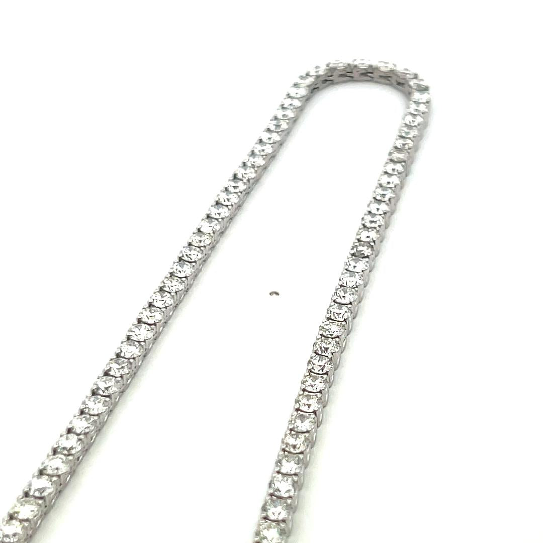 20.33 Carat Round Brilliant G VS Diamond 14 Karat White Gold Riviera Necklace