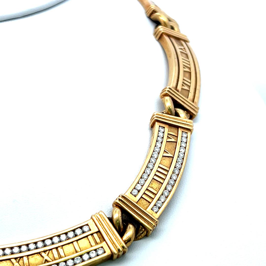 Tiffany & Co 2.50 Carat Round Brilliant Diamond 18K Yellow Gold Link Necklace
