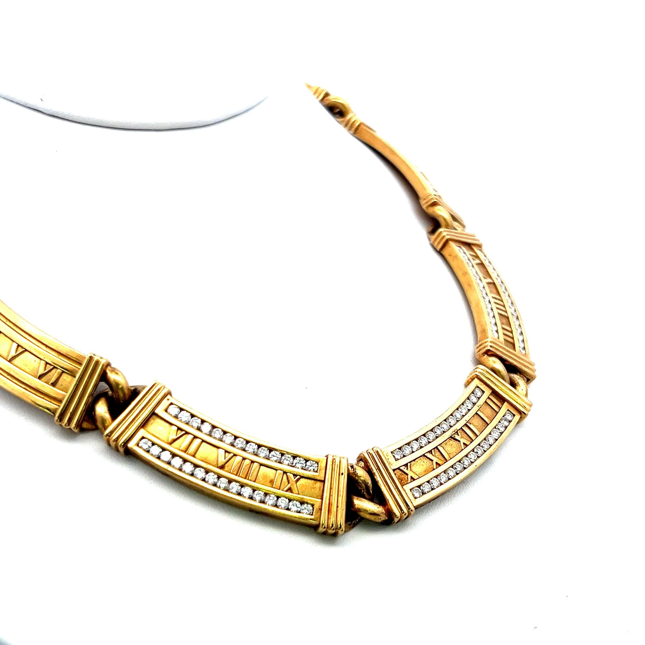 Tiffany & Co 2.50 Carat Round Brilliant Diamond 18K Yellow Gold Link Necklace