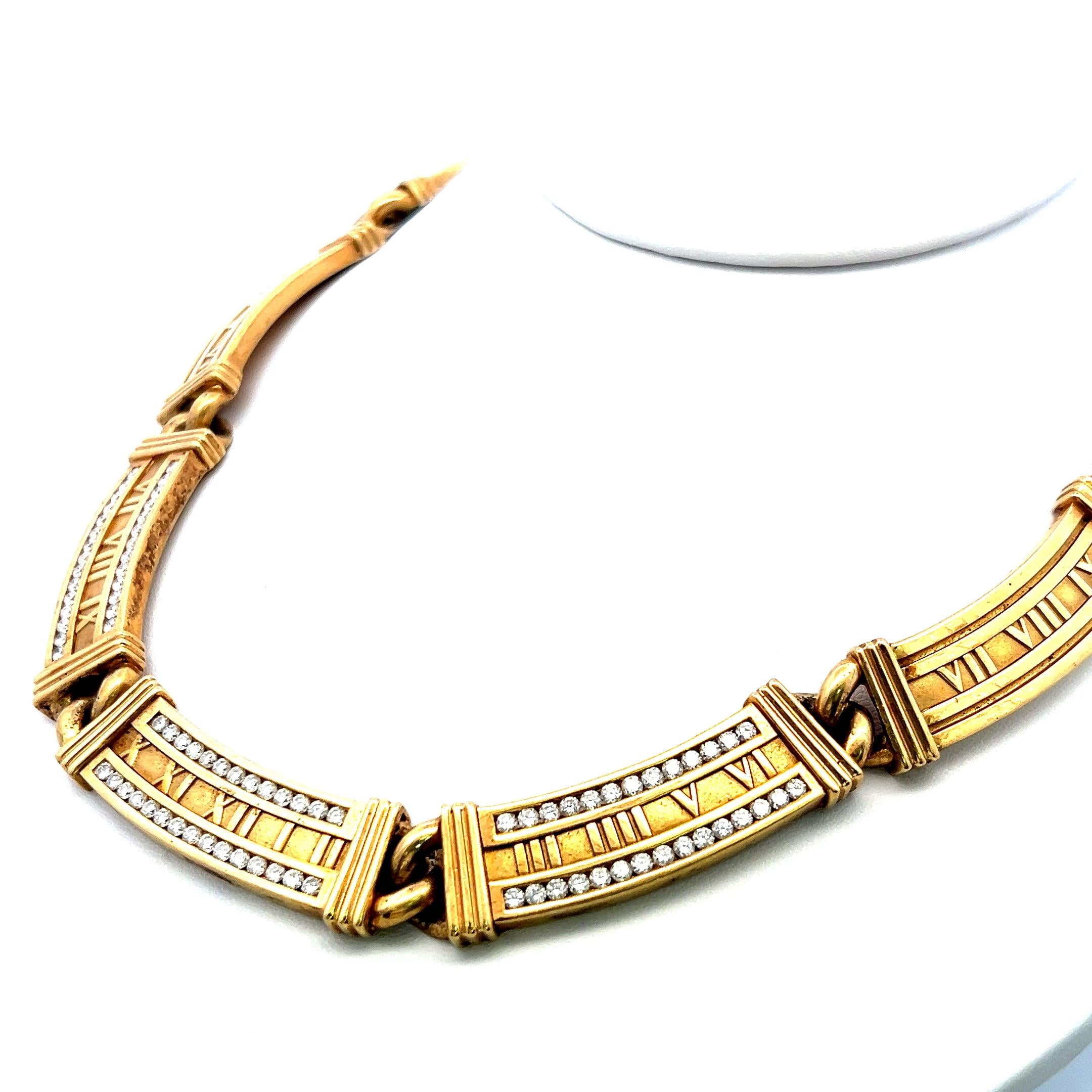 Tiffany & Co 2.50 Carat Round Brilliant Diamond 18K Yellow Gold Link Necklace