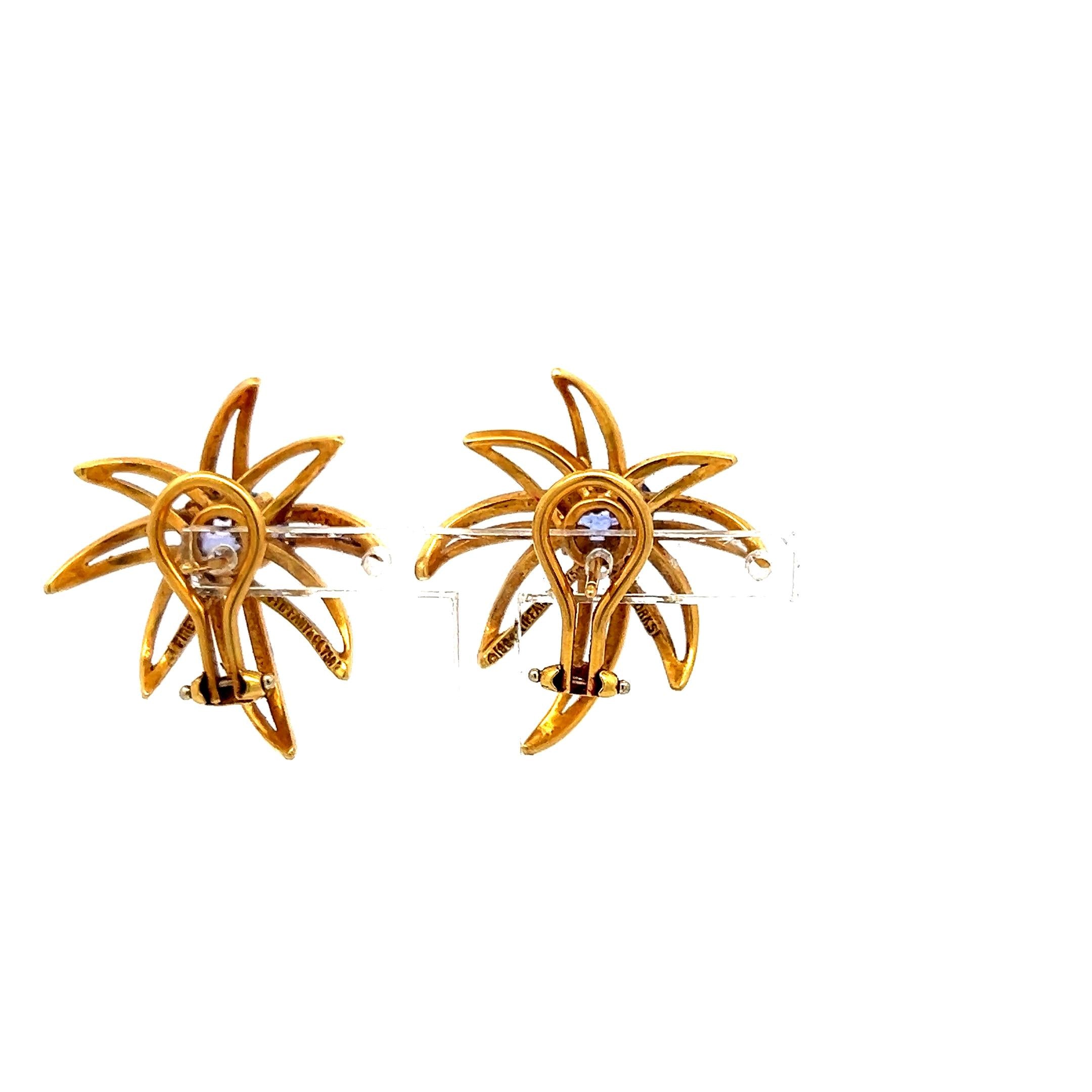 Tiffany & Co 2.00 Carat Oval Sapphire 18 Karat Yellow Gold Clip On Earrings