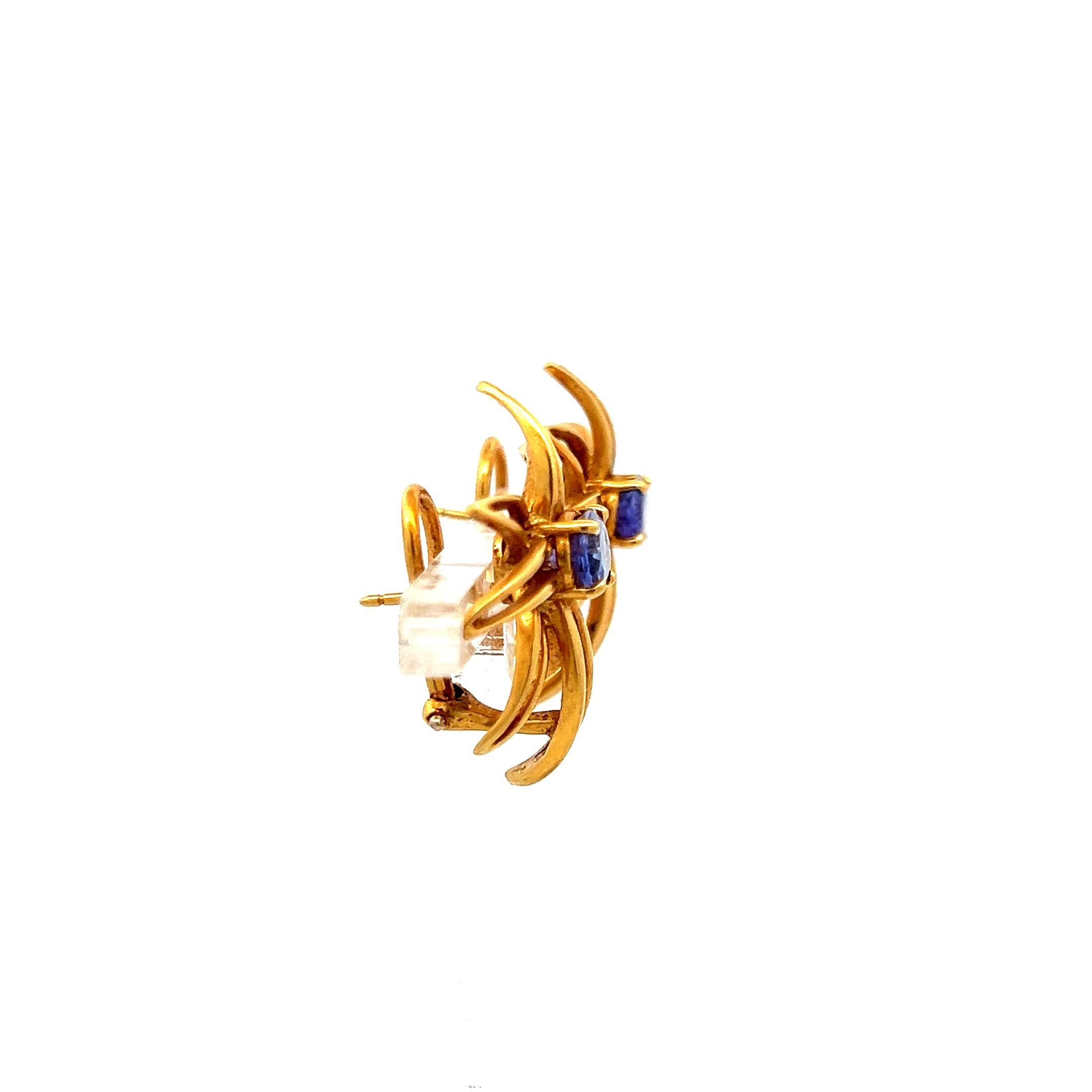 Tiffany & Co 2.00 Carat Oval Sapphire 18 Karat Yellow Gold Clip On Earrings