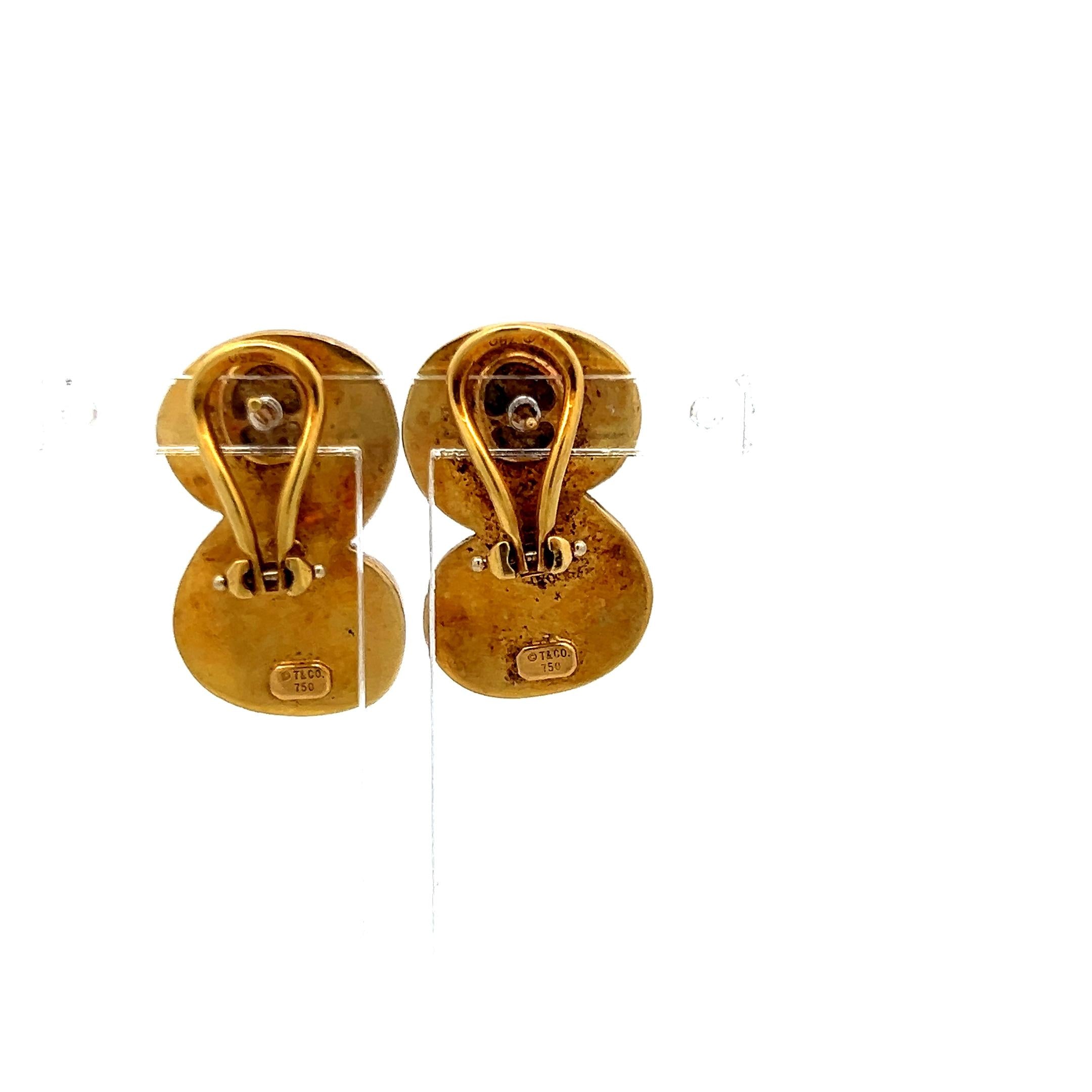 Tiffany & Co Vintage 20.10 Grams Spiro 18 Karat Yellow Gold Clip On Earrings