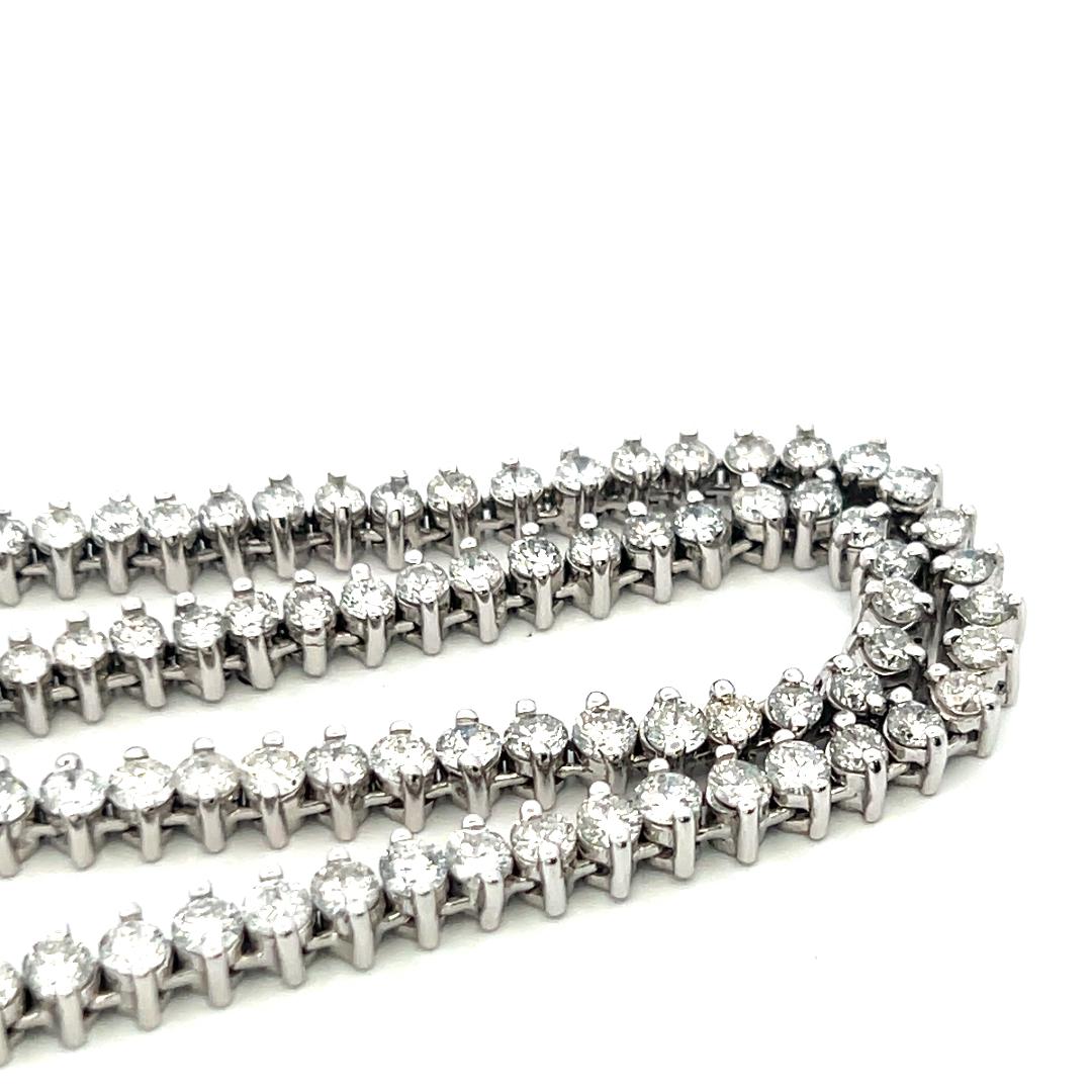 10.00 Carat Round Brilliant G VS Diamond 18 Karat White Gold Riviera Necklace
