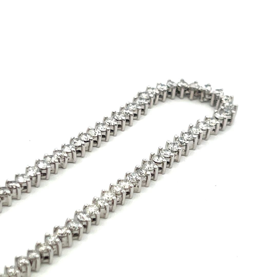10.00 Carat Round Brilliant G VS Diamond 18 Karat White Gold Riviera Necklace