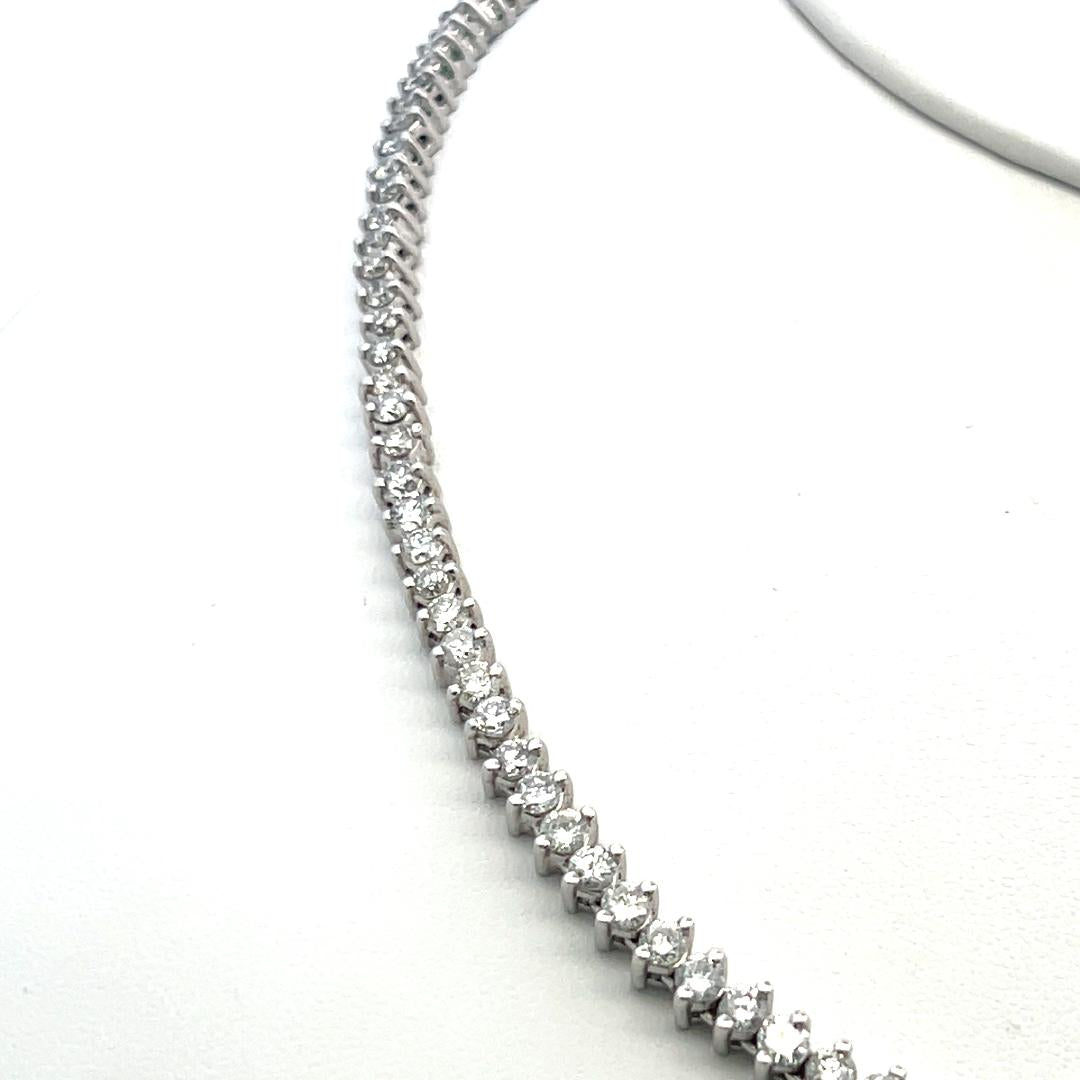 10.00 Carat Round Brilliant G VS Diamond 18 Karat White Gold Riviera Necklace