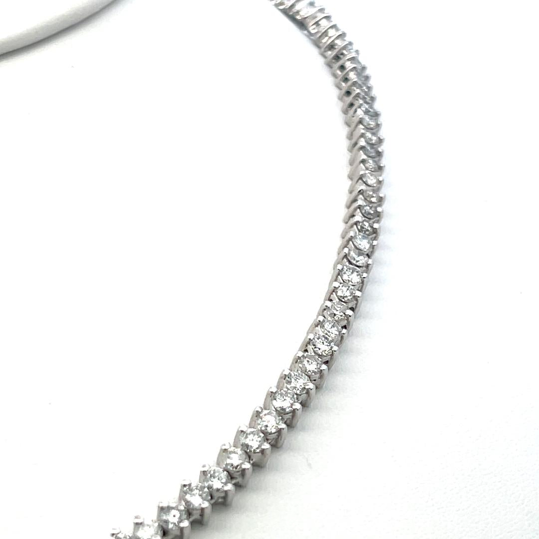 10.00 Carat Round Brilliant G VS Diamond 18 Karat White Gold Riviera Necklace