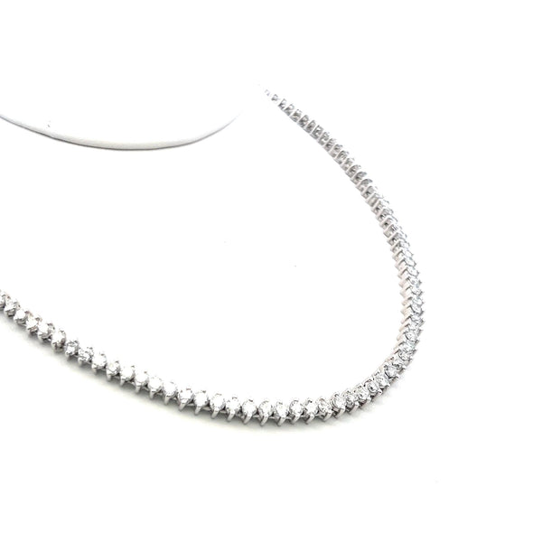 10.00 Carat Round Brilliant G VS Diamond 18 Karat White Gold Riviera Necklace
