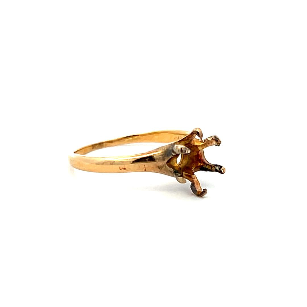 Vintage 1.90 Grams 14 Karat Yellow Gold Semi Mount Ring Hold 1.25 carat stone